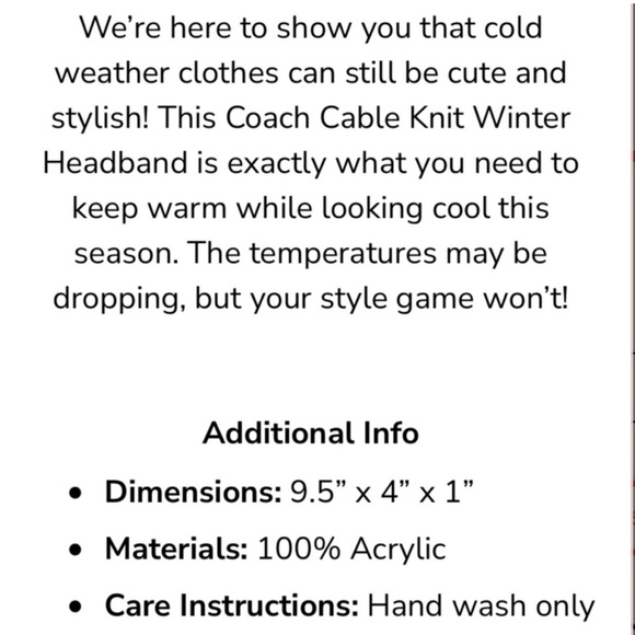COACH Cable Knit Winter Headband - Picture 13 of 13